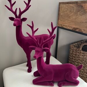 SOLD Magenta Velvet Reindeer Set